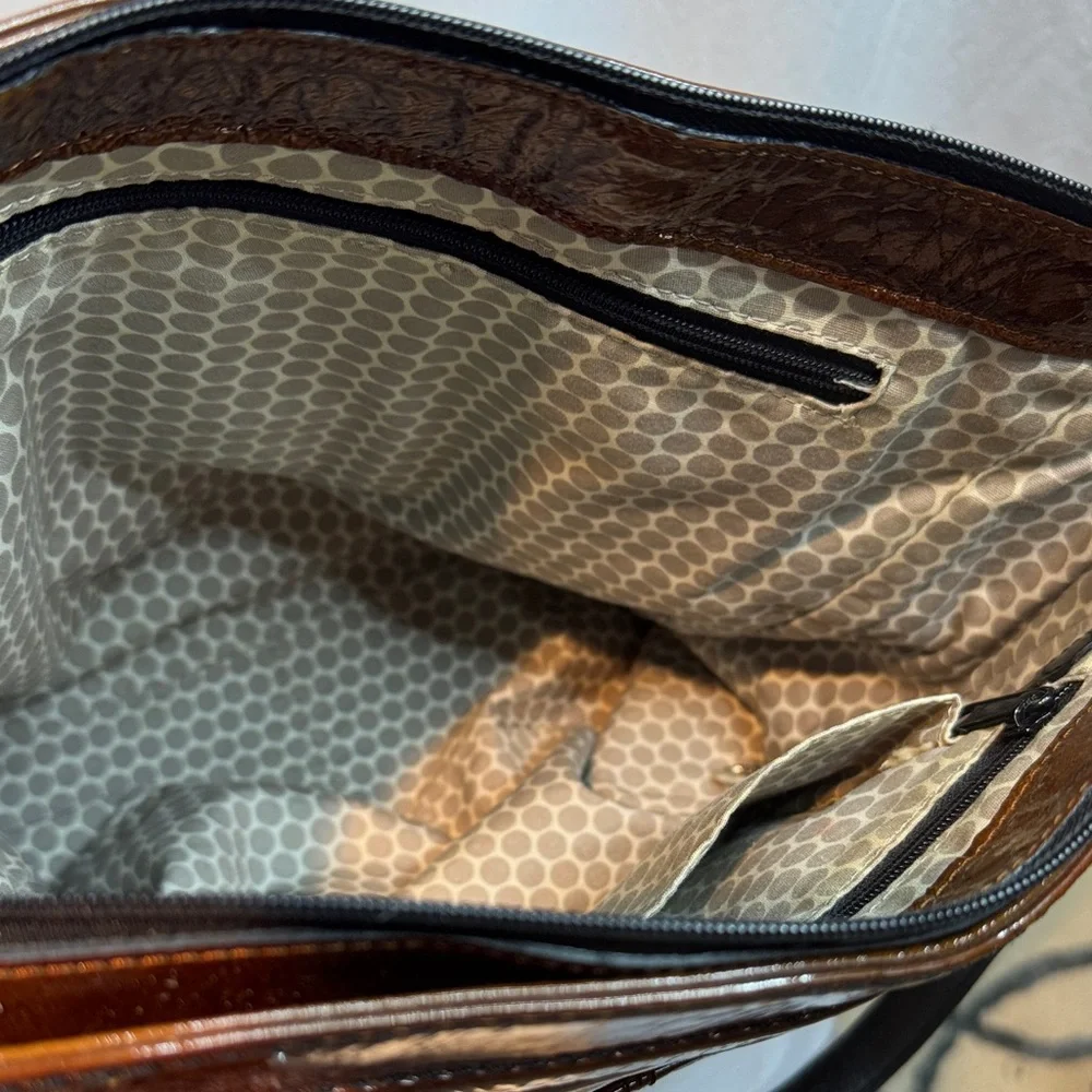Brighton Shiny Brown Leather Tote